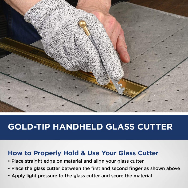 FletcherÂ® Gold-Tip Handheld Glass Cutter, Cutting Tool (Carbide) - Made in The USA - Image 3